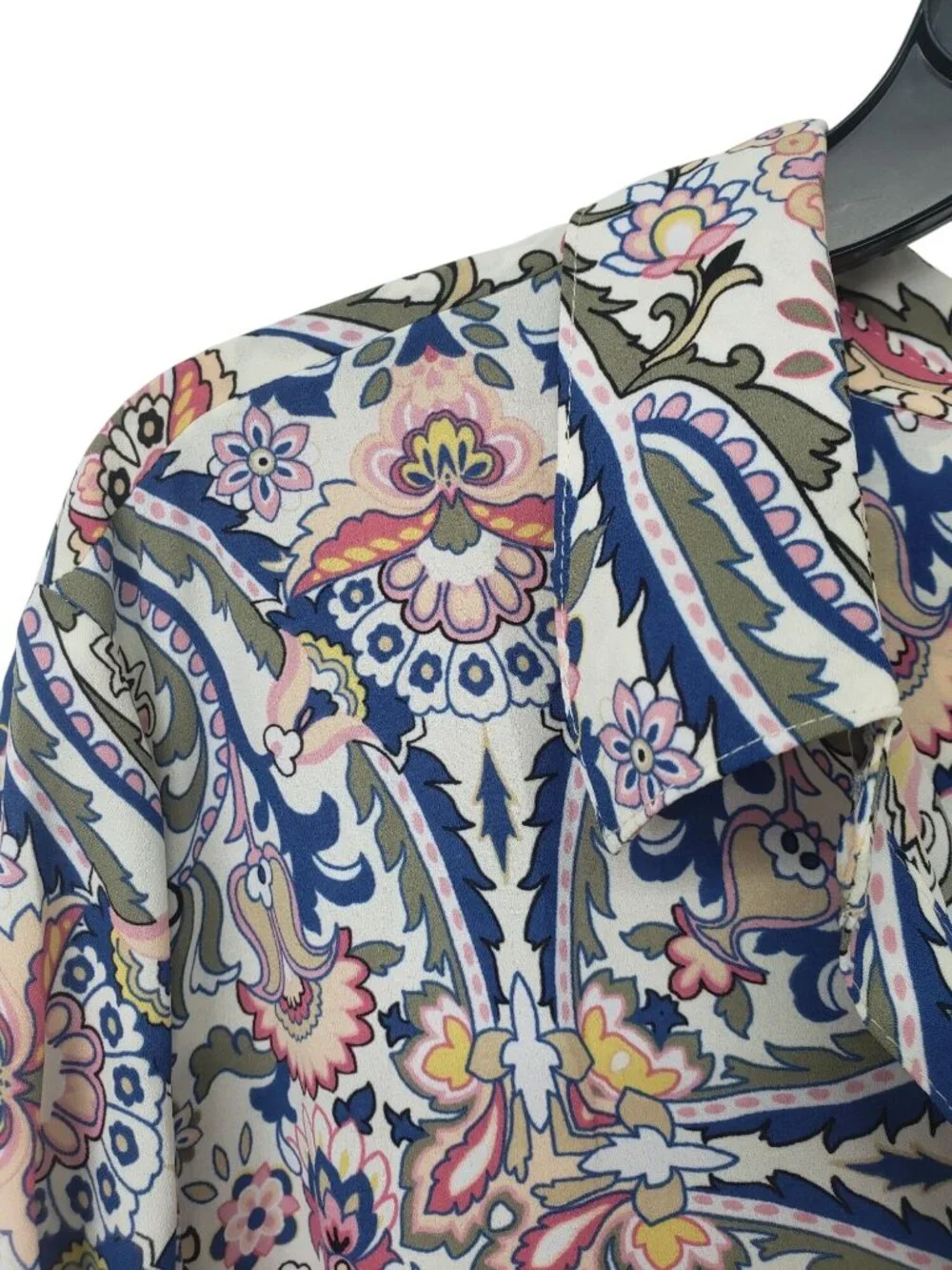 Chico's Paisley Floral Print Tunic Long Sleeve Button Front Shirt Blouse Duster - Picture 4 of 13